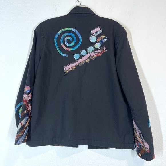 Embroidered Jacket Patchwork Black Artsy Boho Small - Picture 3 of 8